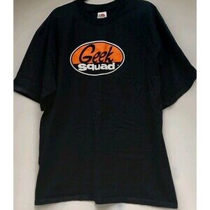 Geek Squad T-Shirt Men’s XL Black Graphic Tee FOTL Lofteez Y2K Tech Core